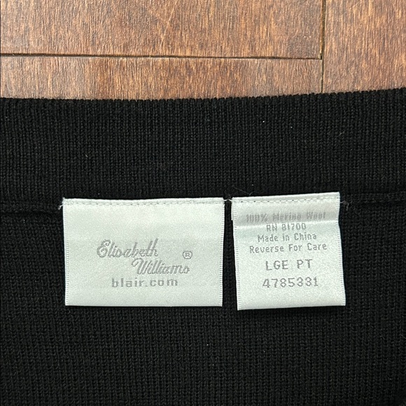 Elisabeth Williams 100% Merino Wool Black Tea Length Sweater Skirt, Size Large - Picture 2 of 6